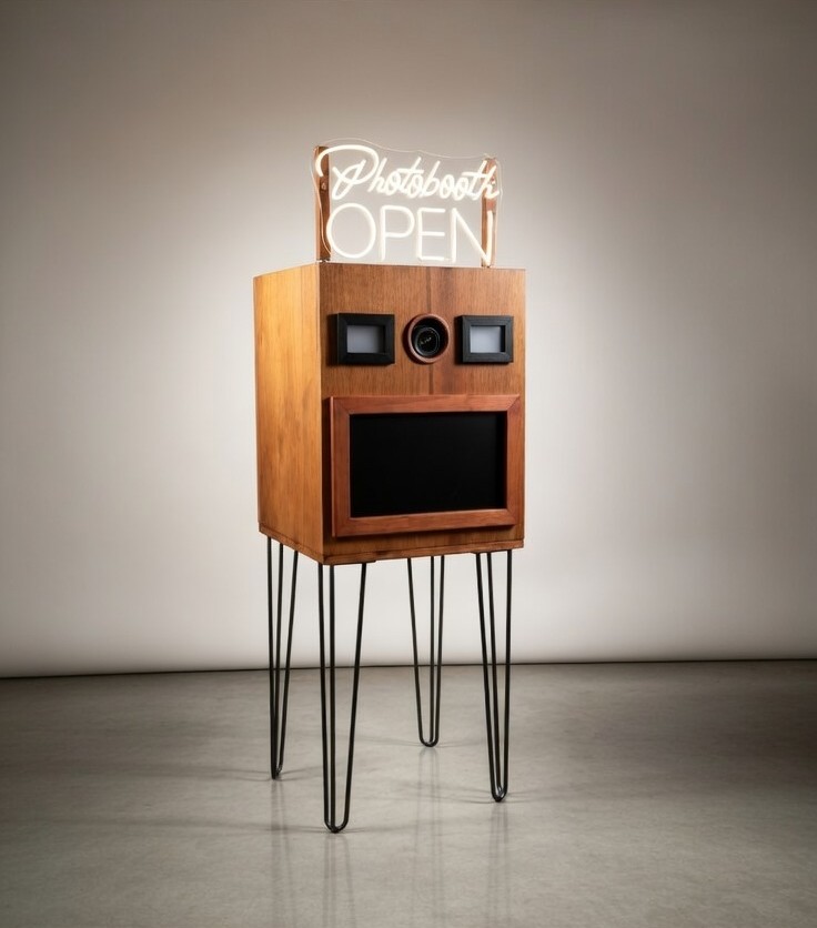 Fotomatón de madera estilo retro para eventos